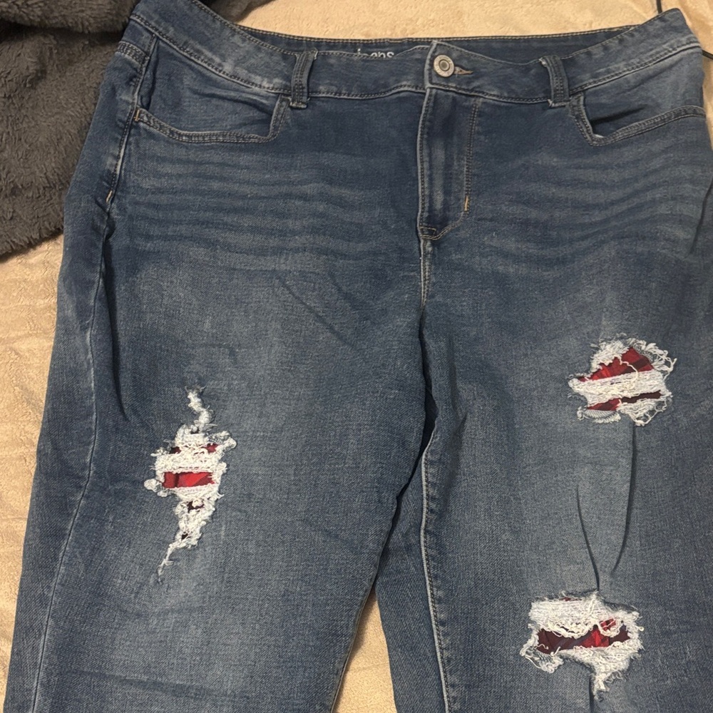 Maurices Blue Ripped Skinny Jeans
